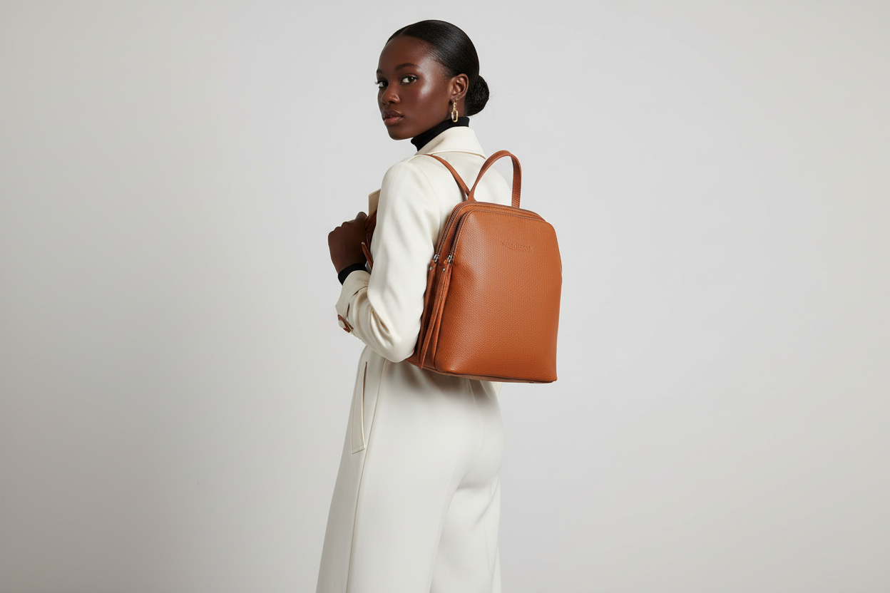 GLAM | RENATO BORZATTA Paprika Leather Dual-Compartment Backpack