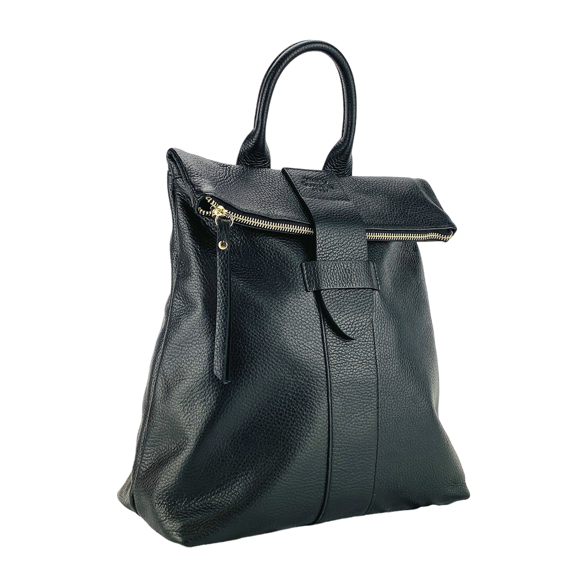 GLAM | RENATO BORZATTA Schwarzer Weicher Leder Damenrucksack