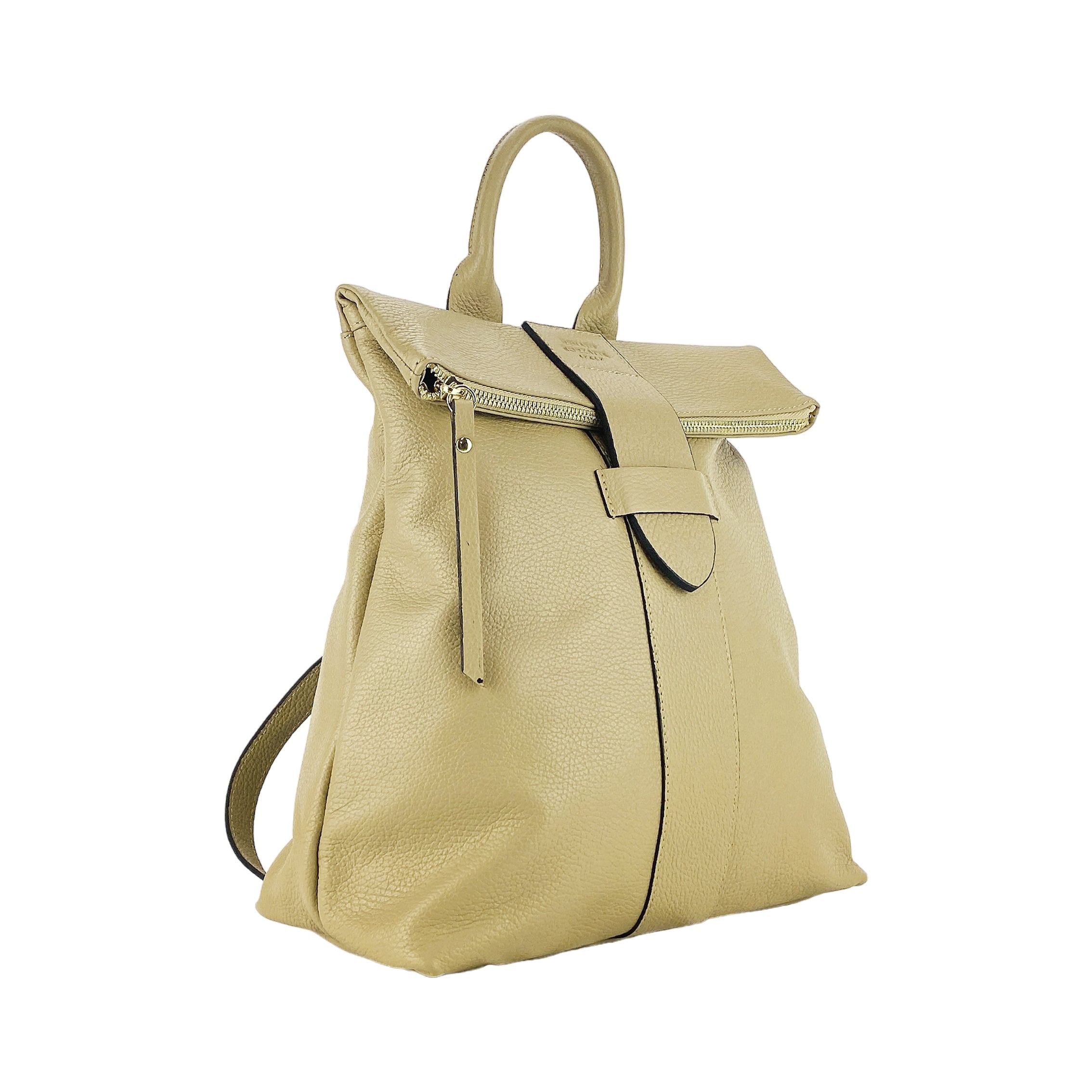 GLAM | RENATO BORZATTA Beiger Weicher Leder Damenrucksack