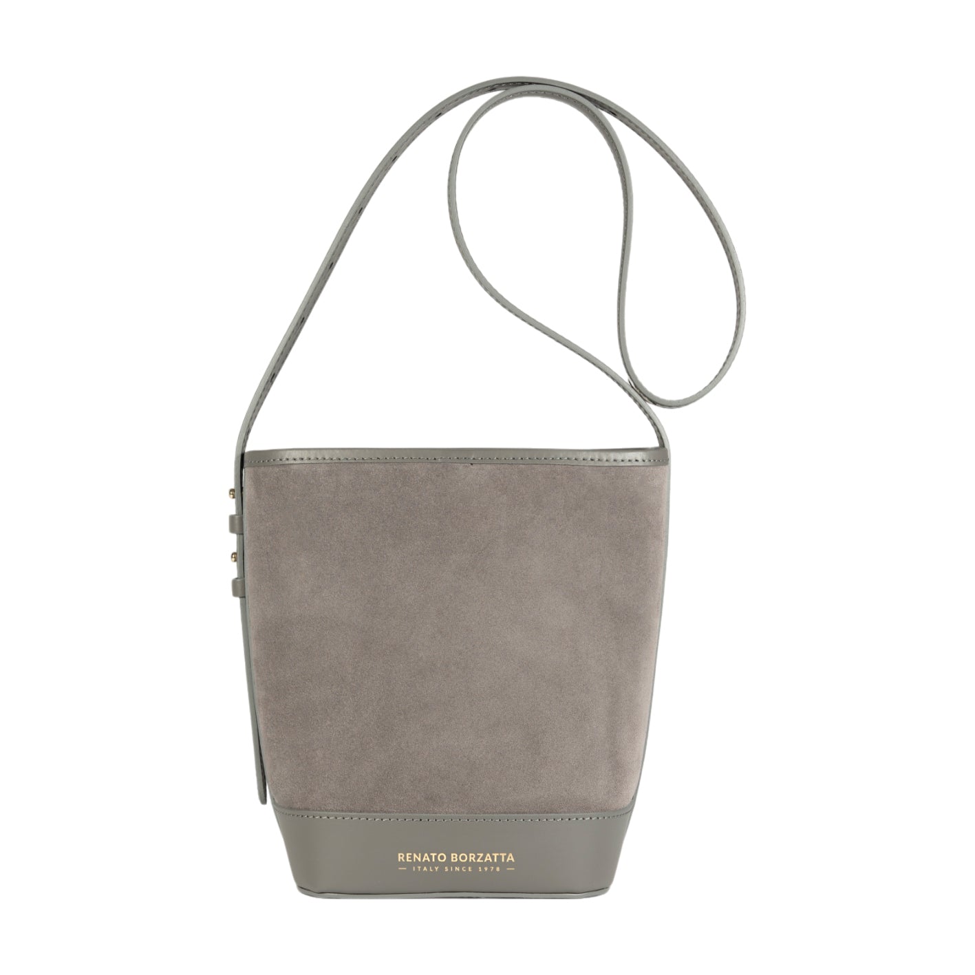 GLAM | BORSA A SECCHIELLO RENATO BORZATTA BRENDA in Camoscio Grigio e Pelle