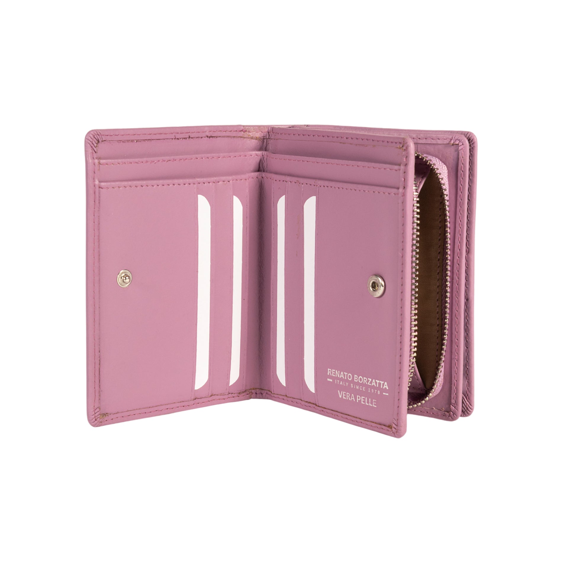 RB1083SCI | Portafogli Donna Made in Italy in Vera Pelle Liscia Opaca. Colore Lilla. Dimensioni (da chiuso): cm 13 x 9 x 2,5-1