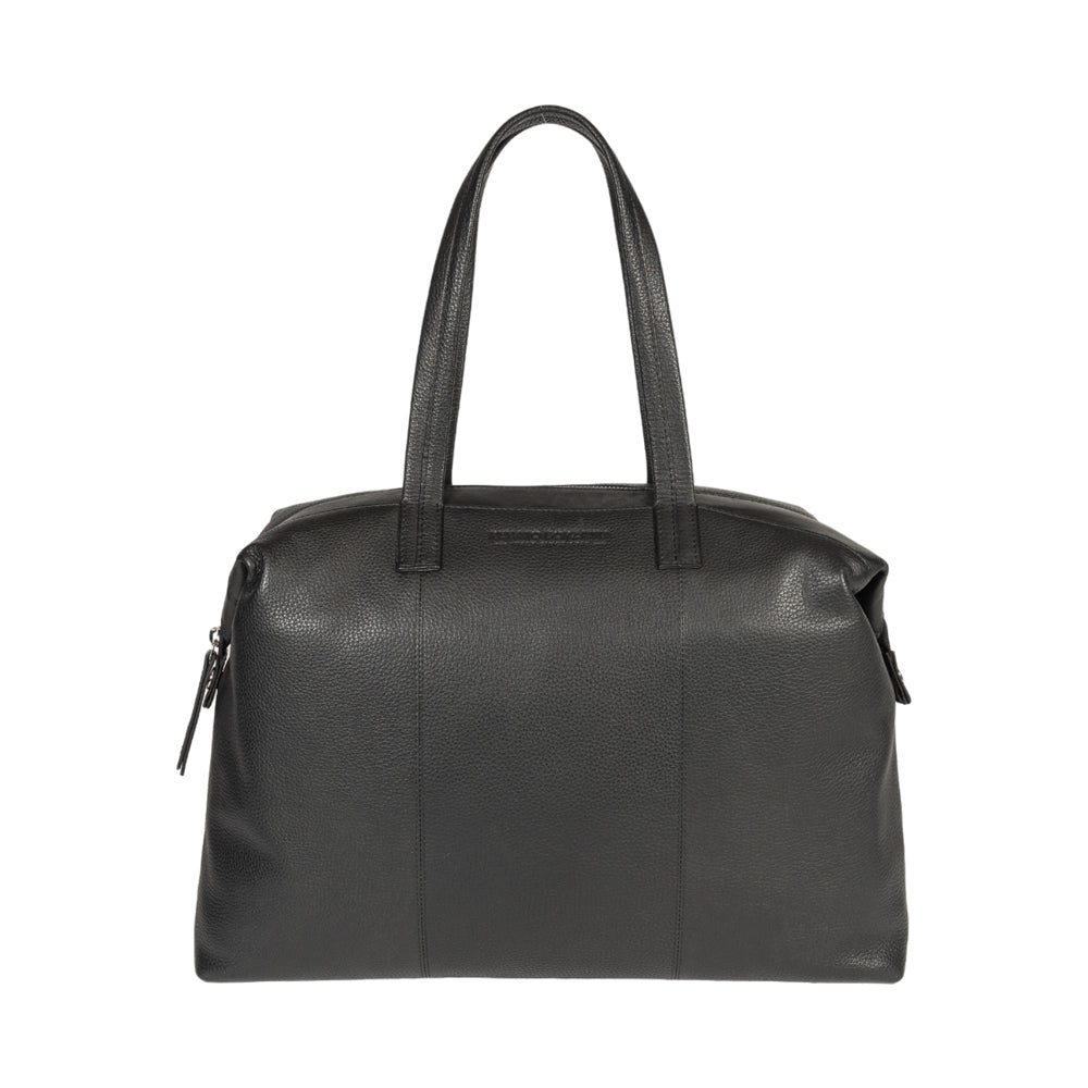 GLAM | RENATO BORZATTA Black Leather Transformable Shopping Tote