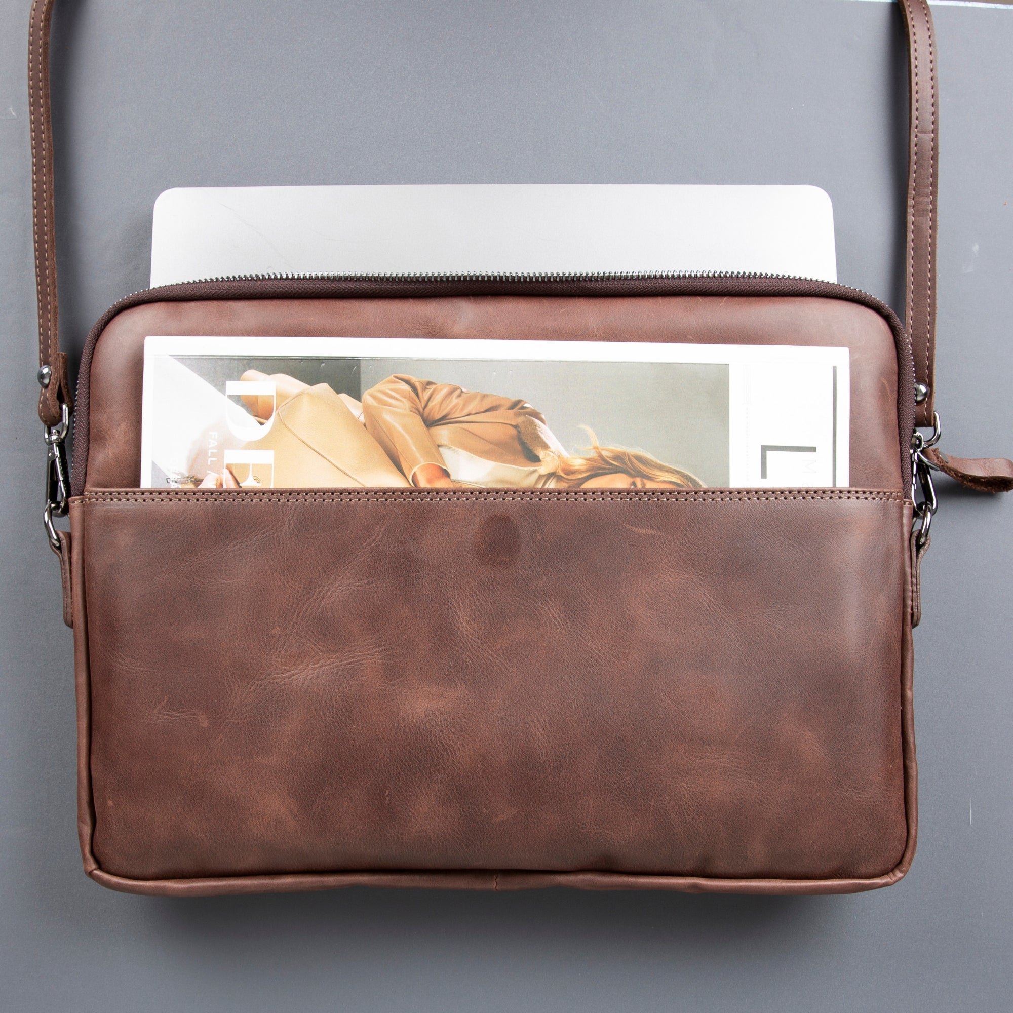 Seward Leather Laptop Bag with Shoulder Strap - MacBook Sleeve 14" & 16"-8