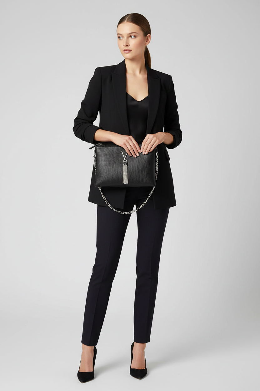 GLAM | VALENTINO TASSEN Zwarte Tas